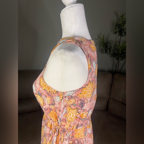Ann Taylor LOFT Yellow Pink Boho Floral Print Sleeveless Dress Sz XS - Picture 4 of 15
